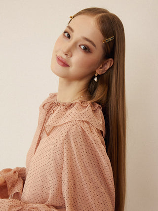 Rosy Dot Frill Blouse Set