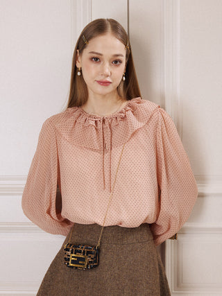 Rosy Dot Frill Blouse Set