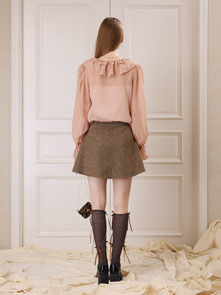 Rosy Dot Frill Blouse Set