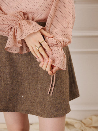 Rosy Dot Frill Blouse Set