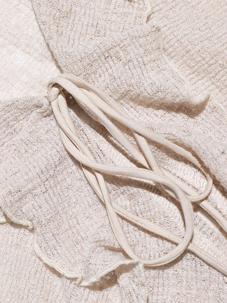 Ruffle Ribbon Knit Cardigan Beige