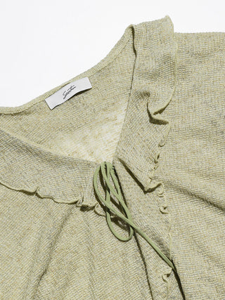 Ruffle Ribbon Knit Cardigan Khaki