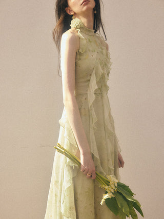 Sage Halterneck Long Dress