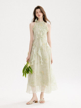 Sage Halterneck Long Dress