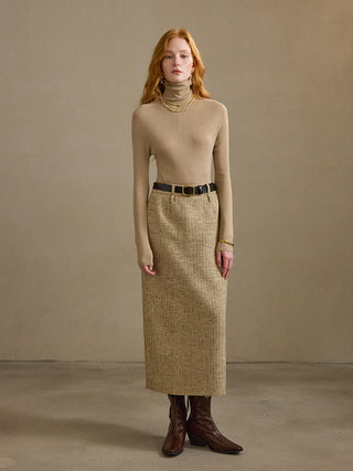 Sand Tweed Long Skirt