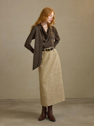 Sand Tweed Long Skirt