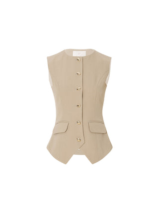 Sandstone minimal vest for chic formal spring fashion