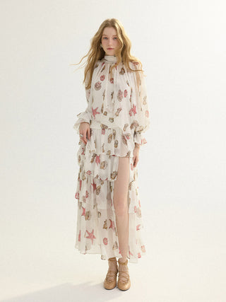 Seashell Tie Blouse Set