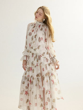 Seashell Tie Blouse Set