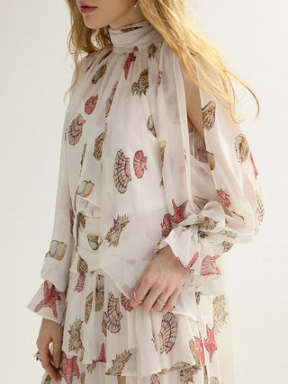 Seashell Tie Blouse Set