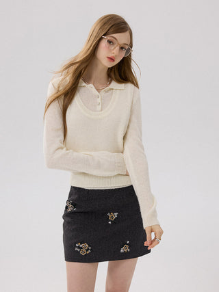 Sequin-Petal Mini Skirt
