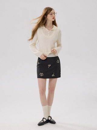 Sequin-Petal Mini Skirt