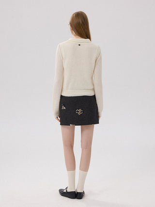 Sequin-Petal Mini Skirt