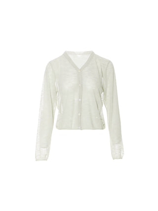 Sheer V neck Cardigan Lightgray