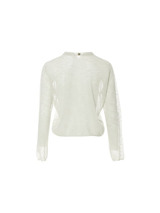 Sheer V neck Cardigan Lightgray