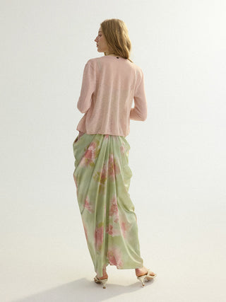 Sheer V neck Cardigan Lightpink