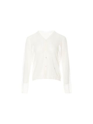 Sheer V neck Cardigan White