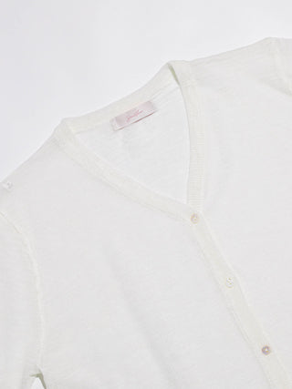 Sheer V neck Cardigan White