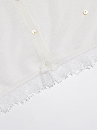Sheer V neck Cardigan White