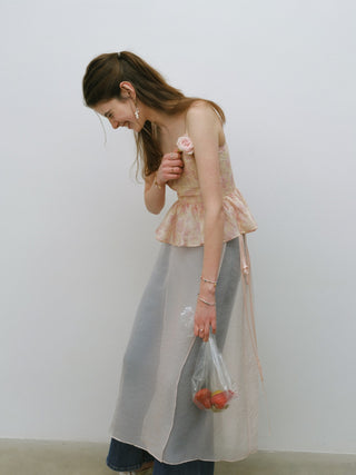 Sheer Pink Layered Wrap Skirt