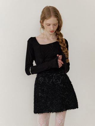 Sheer Wool Tencel Twist Top Black
