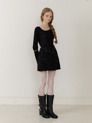 Sheer Wool Tencel Twist Top Black