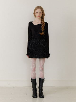 Sheer Wool Tencel Twist Top Black