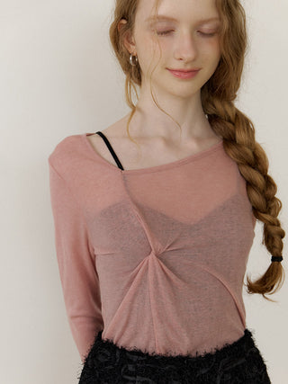 Sheer Wool Tencel Twist Top Pink