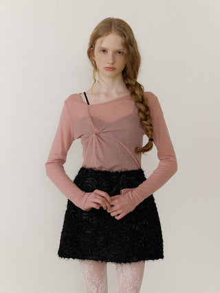 Sheer Wool Tencel Twist Top Pink