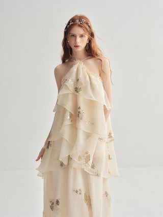 Shine Embroidered Layer Maxi Dress
