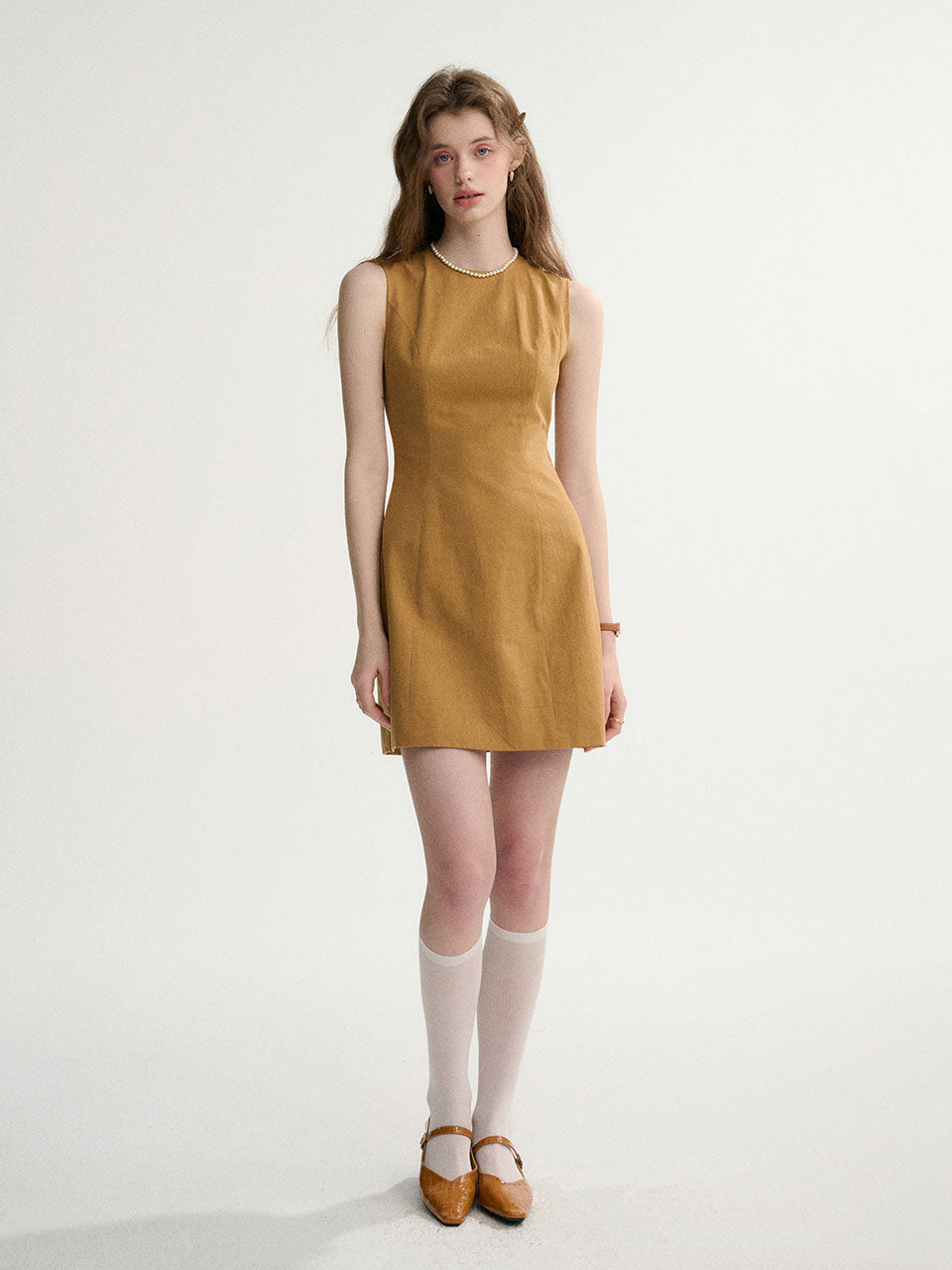 Slim Cotton Mini Dress Brown Sleek & Minimal Style | Sincethen M Slim Cotton Mini Dress Brown Sleek & Minimal Style | Sincethen M