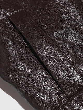 Solenne Belted Leather Jacket Brown