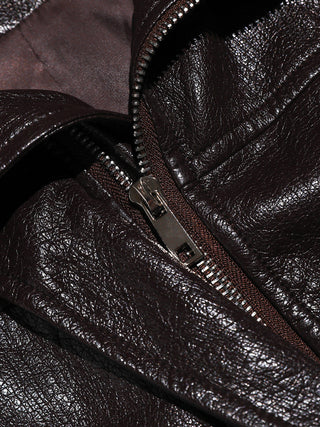 Solenne Belted Leather Jacket Brown