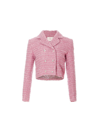 SINCETHEN Strawberry Tweed Jacket with collared neck and notched lapels 