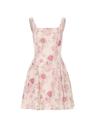 Summer floral mini dress with puff sleeves