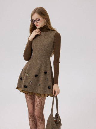 Taupe Bloom Mini Dress
