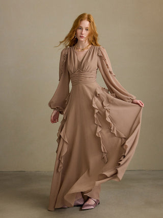 Truffle Ruffle Long Dress