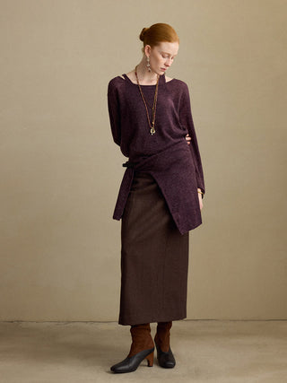 Veil Layered Knit Set Purple