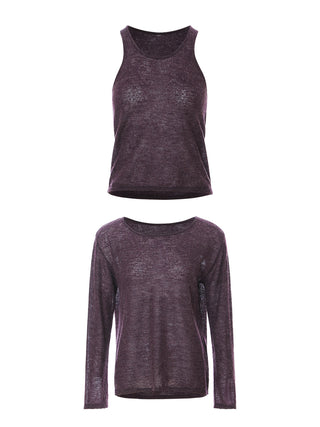 Veil Layered Knit Set Purple
