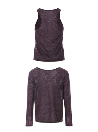 Veil Layered Knit Set Purple