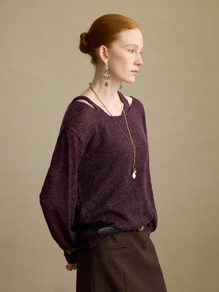 Veil Layered Knit Set Purple