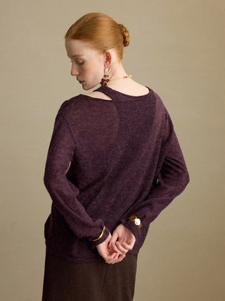 Veil Layered Knit Set Purple