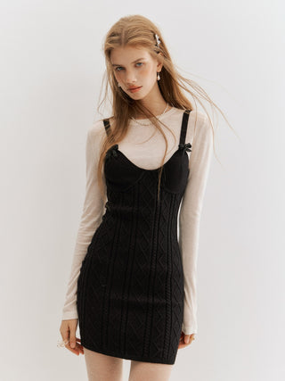 Veloa Cable Knit Mini Dress