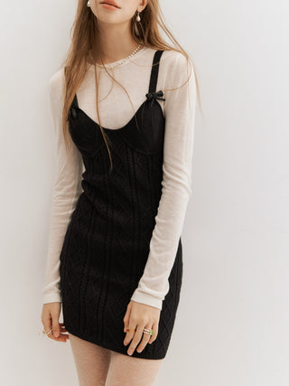 Veloa Cable Knit Mini Dress