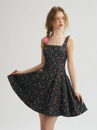 Vintage Garden Flare Mini Dress