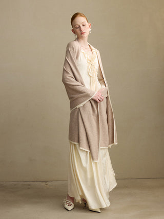 Wool Cashmere Muffler Beige