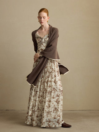 Wool Cashmere Muffler Brown