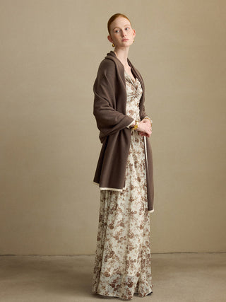 Wool Cashmere Muffler Brown