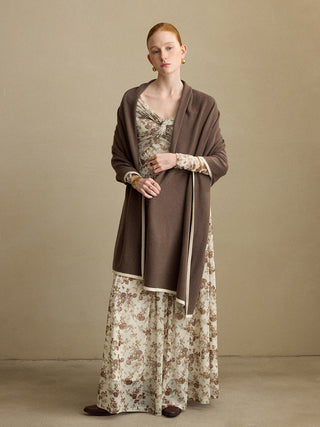 Wool Cashmere Muffler Brown