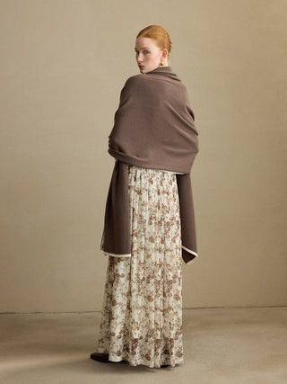 Wool Cashmere Muffler Brown